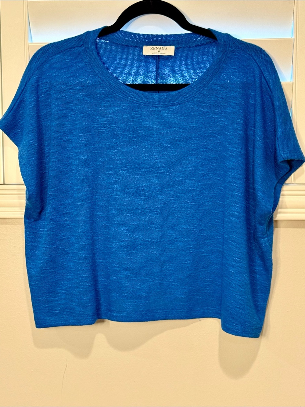Zenana Outfitters Bright Blue Short Sleeve Crewneck Crop Top